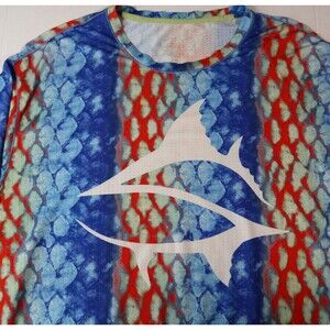 LOCO SKAILZ Fishing Shirt Mens Size XL Blue Green Long Sleeve Performance UPF 50